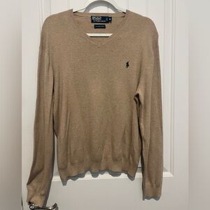 Ralph Lauren Men's V-Neck Sweater in Tan